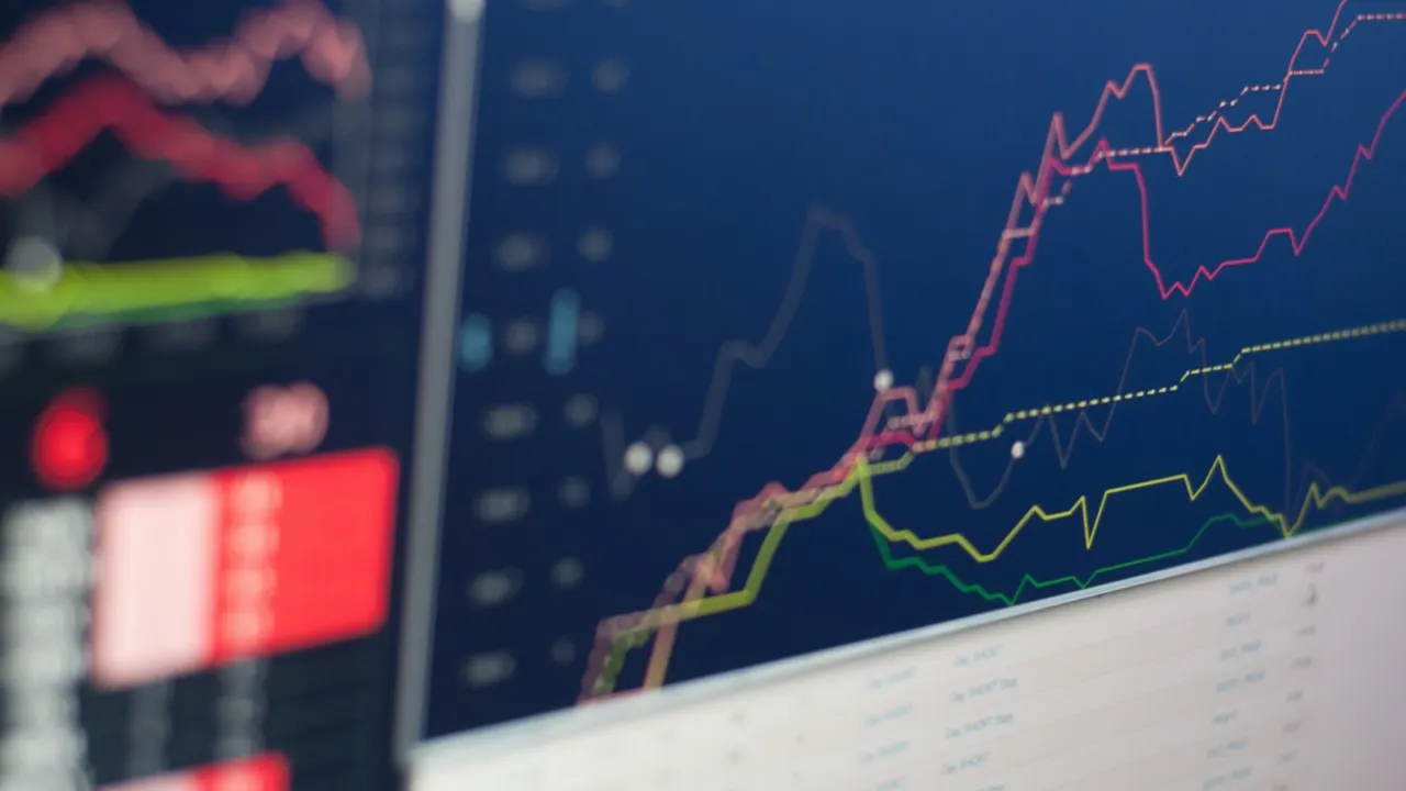 Close-up of a computer monitor showing a line graph