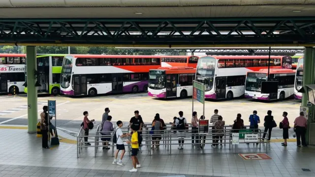 Buses at Hougang Central Bus Interchange beside Hougang MRT station