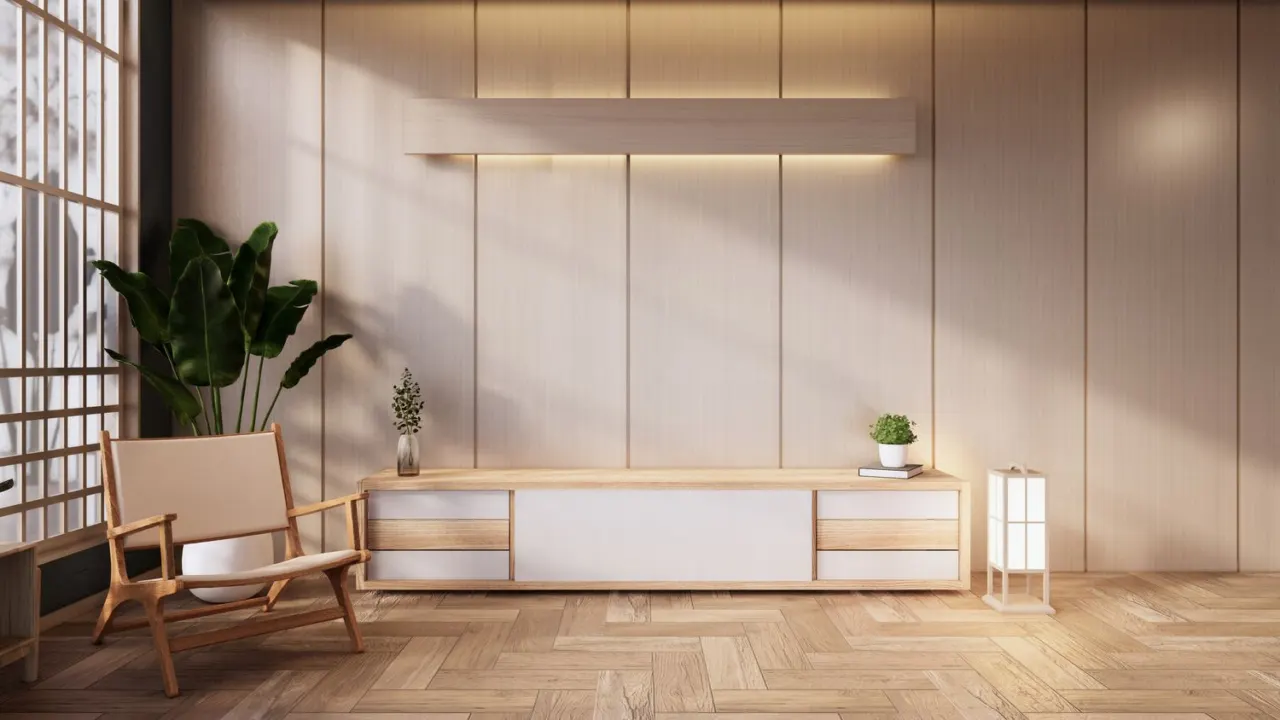 Furnished living room interior, shown for illustration only