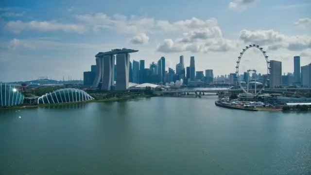 Singapore skyline across Marina Bay on a clear day
